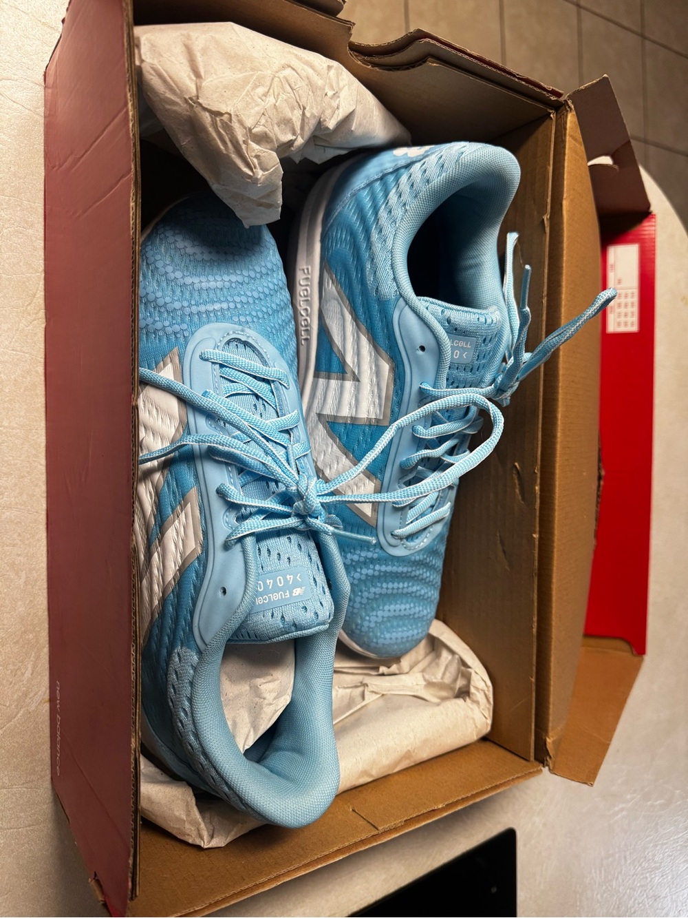 New Balance Blue and White FuelCell 4040 v7 Metal Cleats
